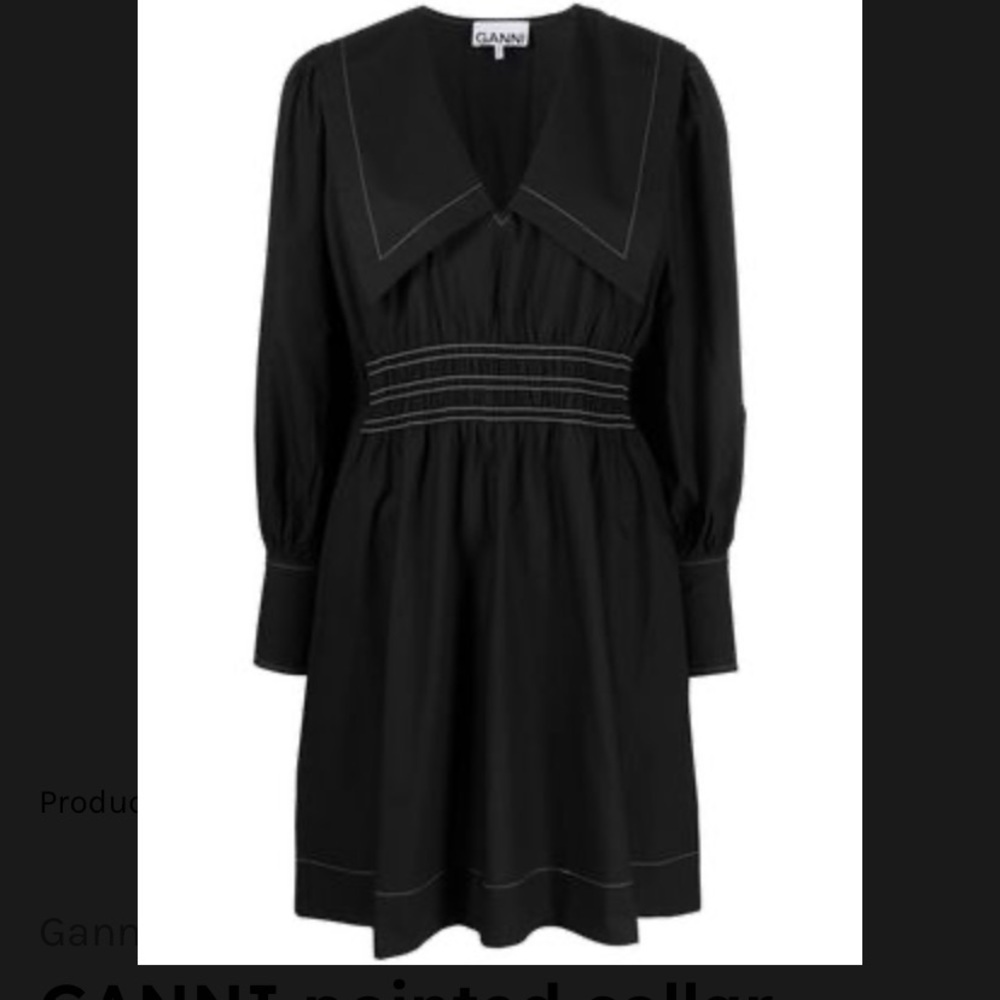 GANNI Pointed Collar Minidress - Black size 8